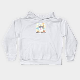 Sandy Toes & Sunshine Smiles: cute bunny's Summer Beach Adventure Kids Hoodie